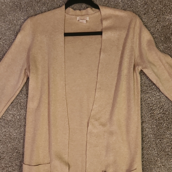 Women's Tan Long Cardigan - Picture 3 of 10